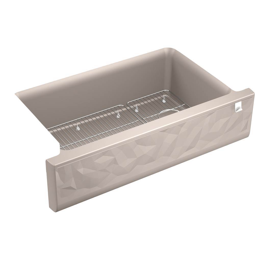 Kohler - Cairn 34'' undermount single-bowl farmhouse kitchen sink with faceted design - Matte Taupe