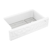 Kohler - Cairn 34'' undermount single-bowl farmhouse kitchen sink with faceted design - Matte White