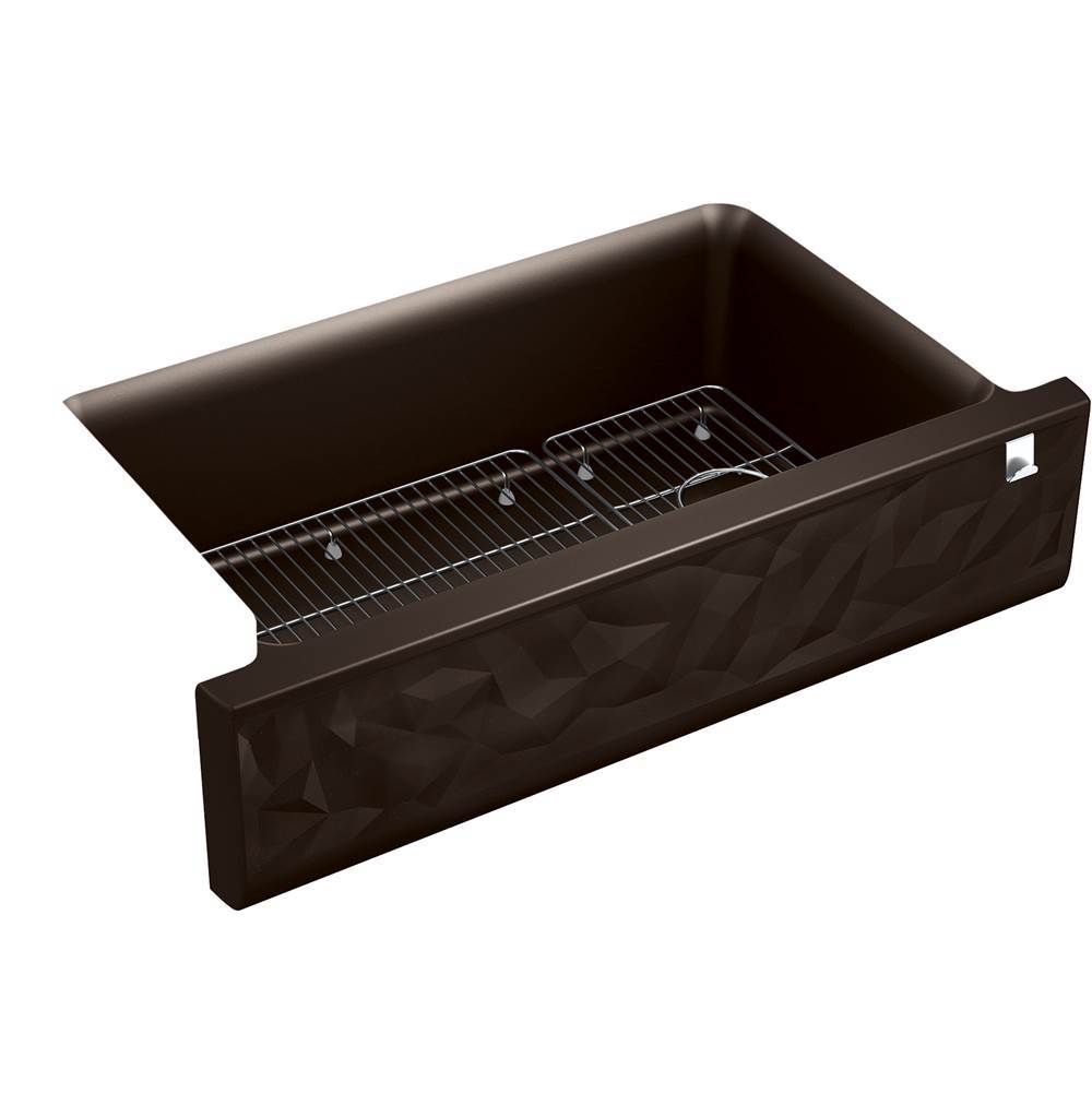 Kohler - Cairn 34'' undermount single-bowl farmhouse kitchen sink with faceted design - Matte Brown