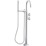 Kohler - Components Floor-mount bath filler trim with industrial handles and handshower - Polished Chrome