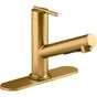 Kohler - Crue Pull-out kitchen sink faucet with three-function sprayhead - Vibrant Brushed Moderne Brass