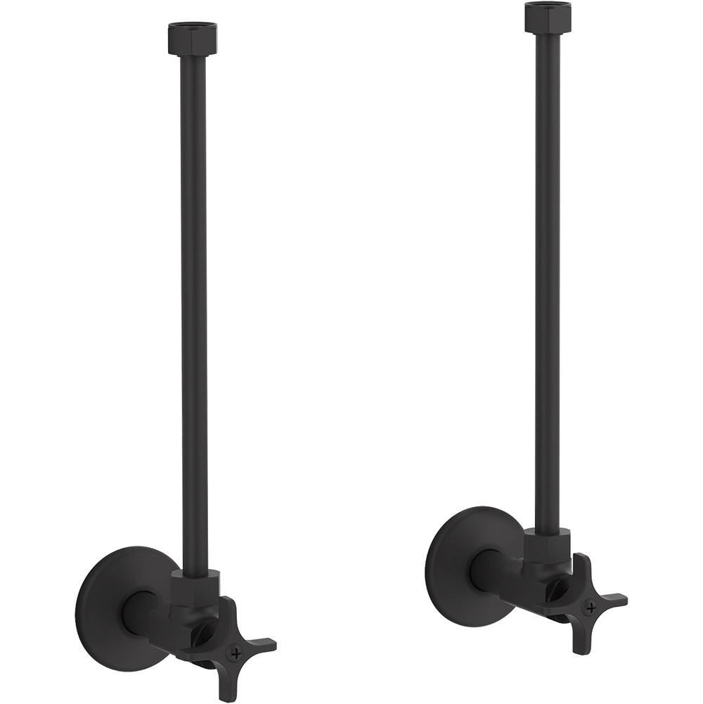 Kohler - Pair 1/2'' NPT angle supplies with stop, cross handle and annealed vertical tube - Matte Black