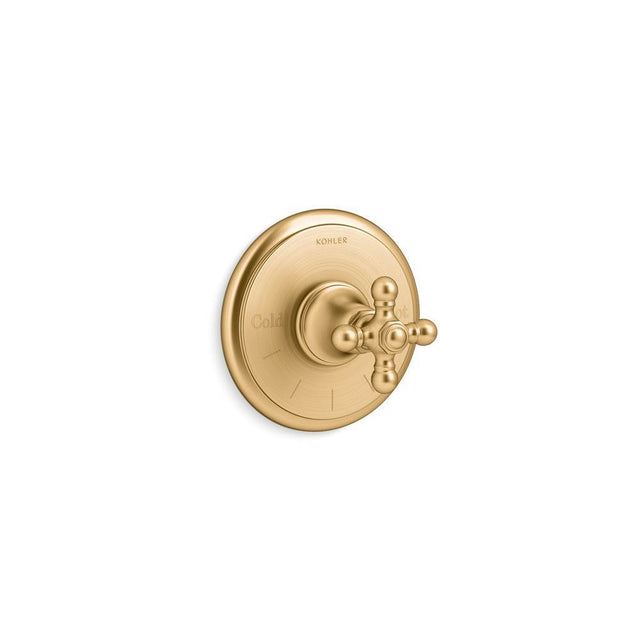 Kohler - Artifacts MasterShower temperature control valve trim with cross handle - Vibrant Brushed Moderne Brass