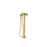 Kohler - Artifacts Floor-mount bath filler trim with handshower - Vibrant Brushed Moderne Brass