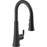 Kohler - Tone Touchless pull-down kitchen sink faucet with KOHLER KonnectE and three-function sprayhead - Matte Black