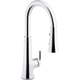 Kohler - Tone Touchless pull-down kitchen sink faucet with KOHLER KonnectE and three-function sprayhead - Polished Chrome