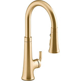 Kohler - ToneE Touchless pull-down kitchen sink faucet with KOHLER Konnect - Vibrant Brushed Moderne Brass