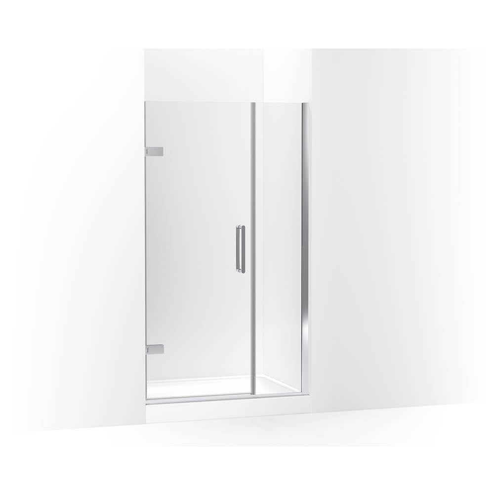 Kohler - ComposedE Frameless pivot shower door, 71-9/16'' H x 39-5/8 - 40-3/8'' W, with 3/8'' thick Crystal Clear glass - Bright Polished Silver