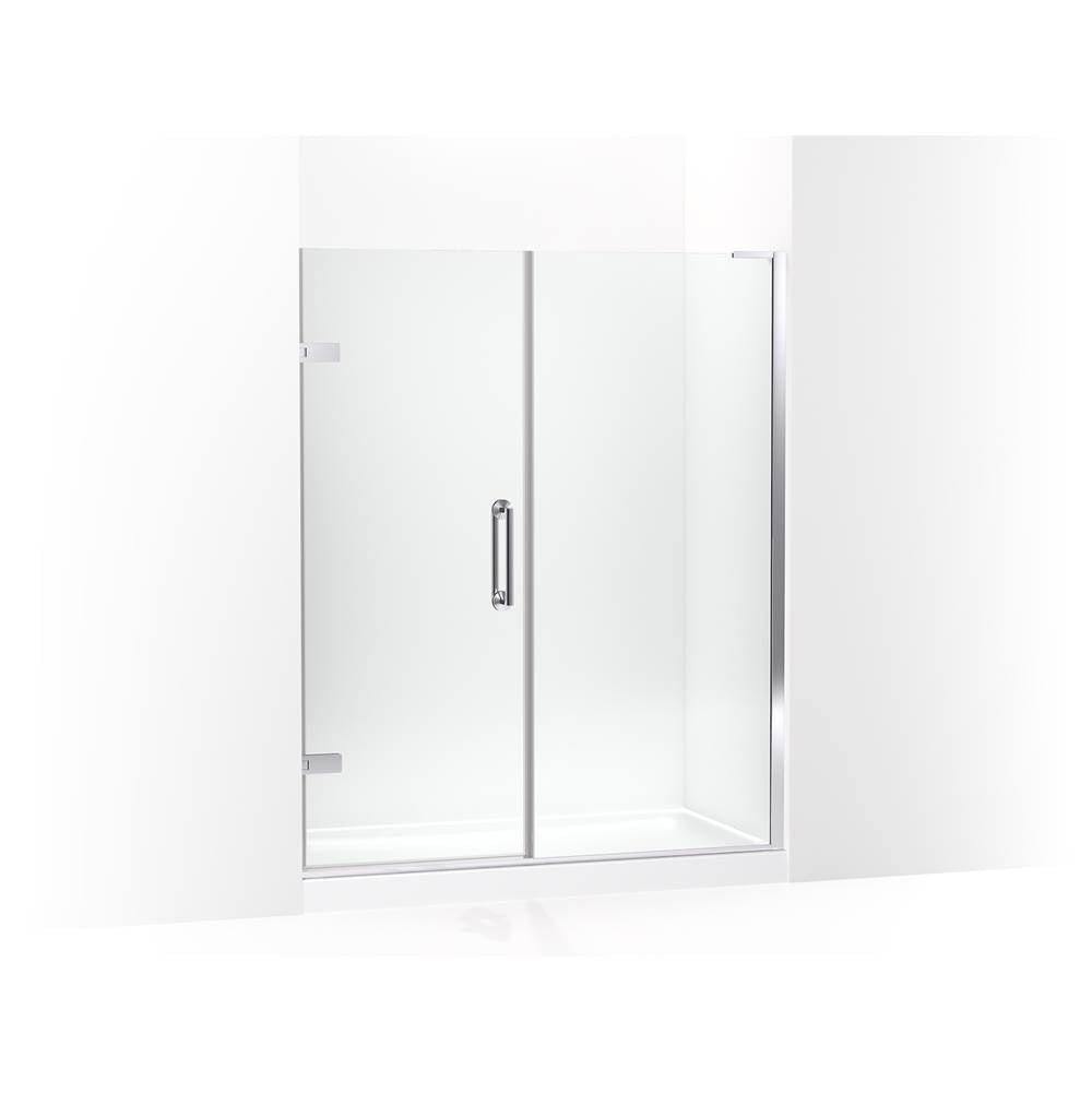Kohler - ComponentsE Frameless pivot shower door, 71-3/4'' H x 57-1/4 - 58'' W, with 3/8'' thick Crystal Clear glass - Bright Polished Silver