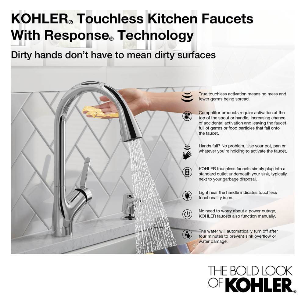 Tone Touchless pull-down kitchen sink faucet with three-function sprayhead