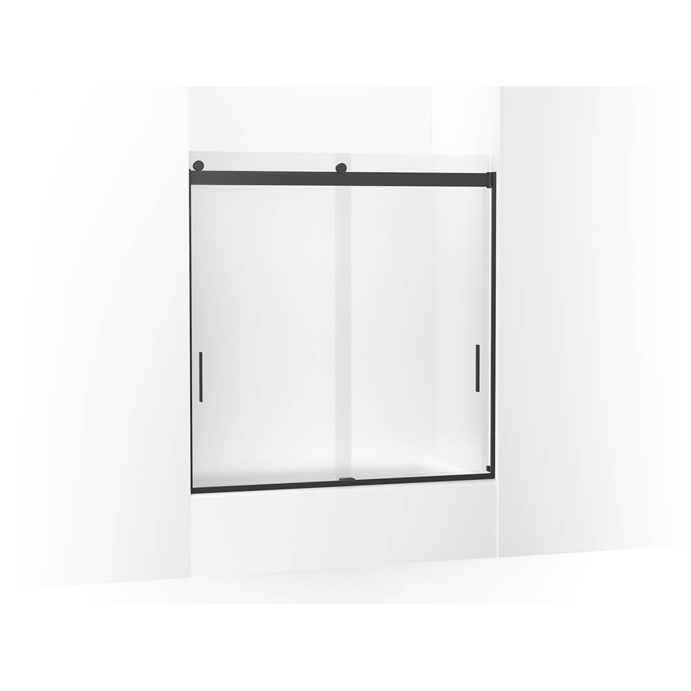 Kohler - Levity Sliding bath door, 62'' H x 56-5/8 - 59-5/8'' W, with 1/4'' thick Frosted glass - Matte Black