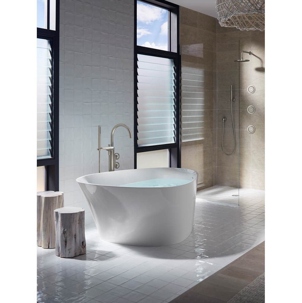 Components Floor-mount bath filler trim with industrial handles and handshower