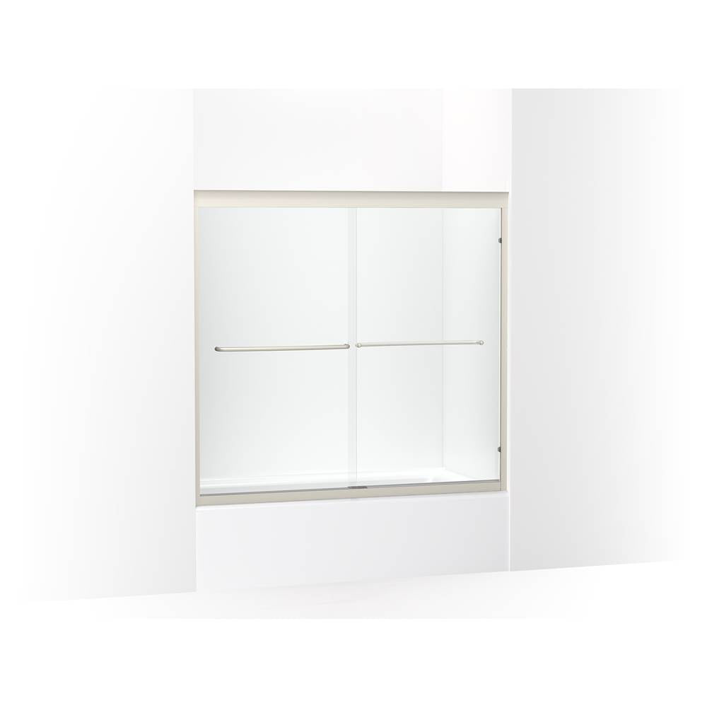 Kohler - Fluence 54-5/8 - 59-5/8'' W x 55-1/2'' H sliding bath door with 1/4'' thick Crystal Clear glass - Matte Nickel