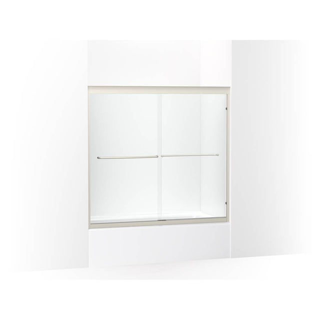 Kohler - Fluence 54-5/8 - 59-5/8'' W x 55-1/2'' H sliding bath door with 1/4'' thick Crystal Clear glass - Matte Nickel