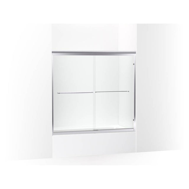 Kohler - Fluence 49'' - 52'' W x 62-23/32'' H sliding bath door with 1/4'' thick Crystal Clear glass - Bright Polished Silver