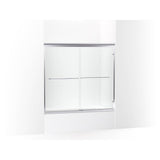 Kohler - Fluence 52'' - 57'' W x 55-1/2'' H sliding bath door with 1/4'' thick Crystal Clear glass - Bright Polished Silver