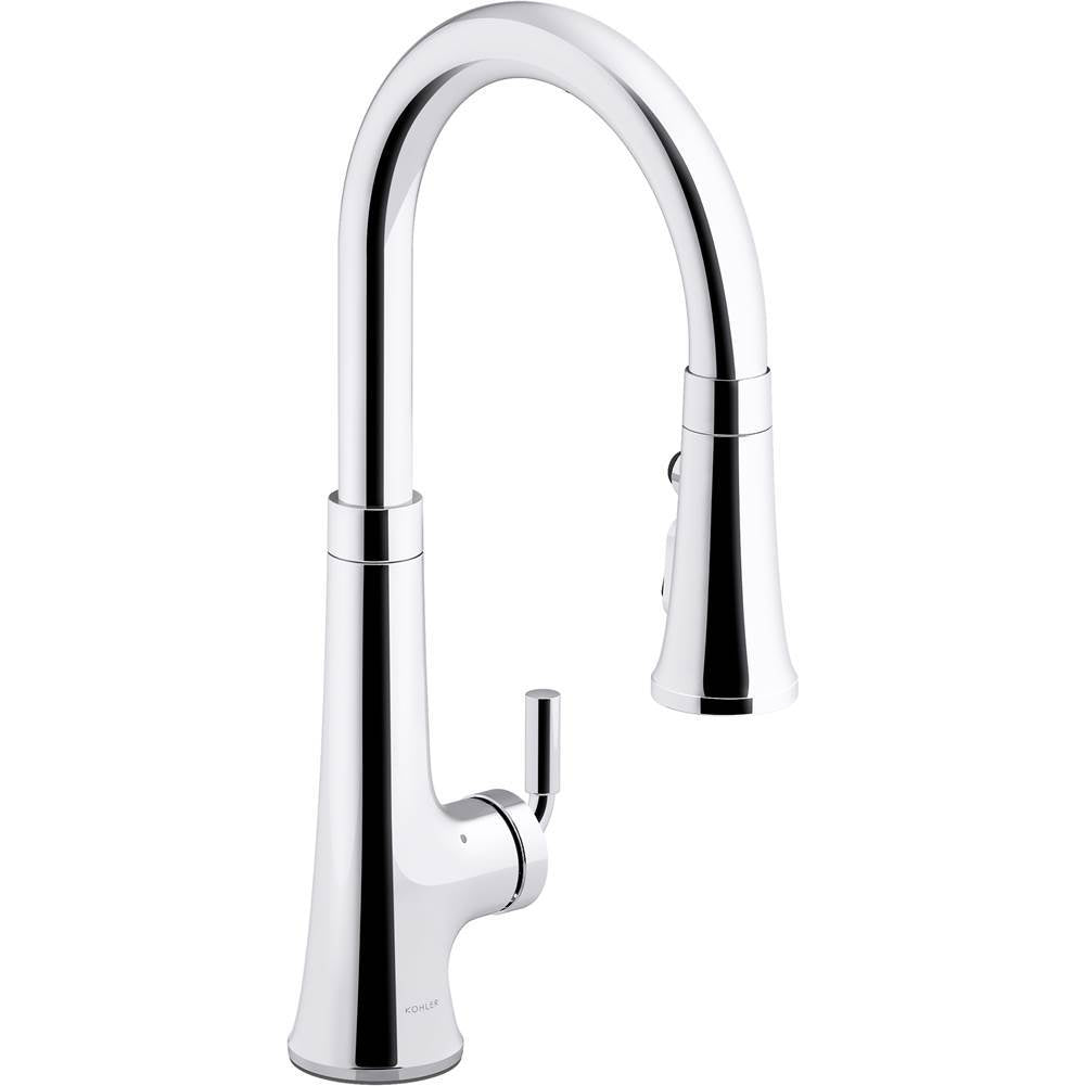 Kohler - Tone Touchless pull-down kitchen sink faucet with three-function sprayhead - Polished Chrome