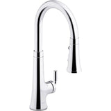 Kohler - Tone Touchless pull-down kitchen sink faucet with three-function sprayhead - Polished Chrome