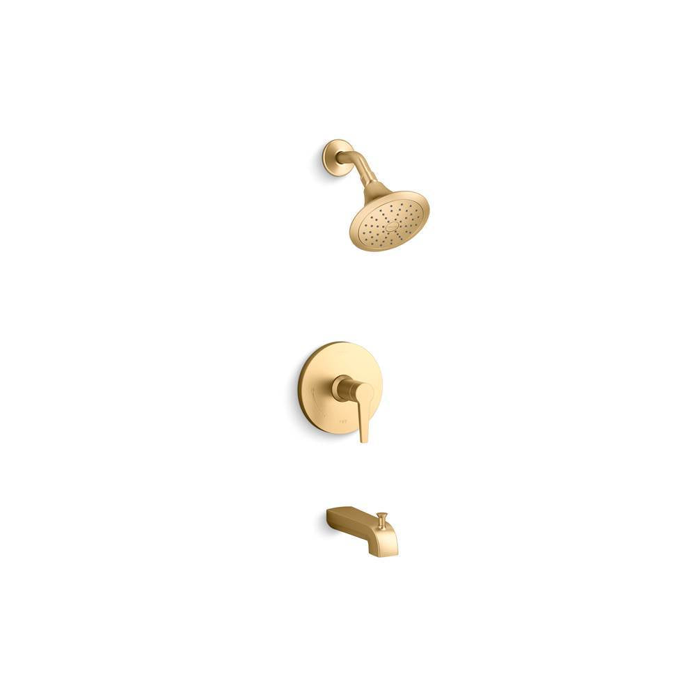 Kohler - Pitch Rite-Temp bath and shower trim kit, 2.5 gpm - Vibrant Brushed Moderne Brass