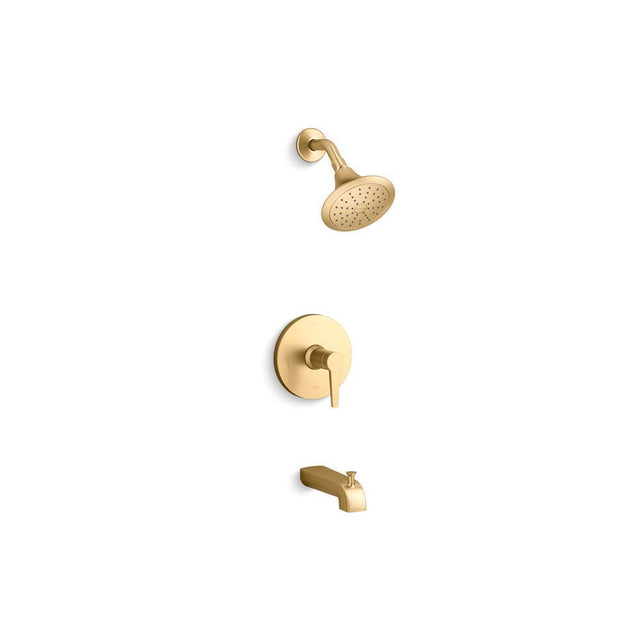 Kohler - Pitch Rite-Temp bath and shower trim kit, 2.5 gpm - Vibrant Brushed Moderne Brass