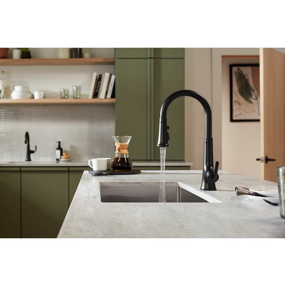 Tone Touchless pull-down kitchen sink faucet with three-function sprayhead