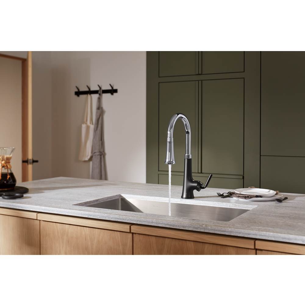 Tone Touchless pull-down kitchen sink faucet with three-function sprayhead