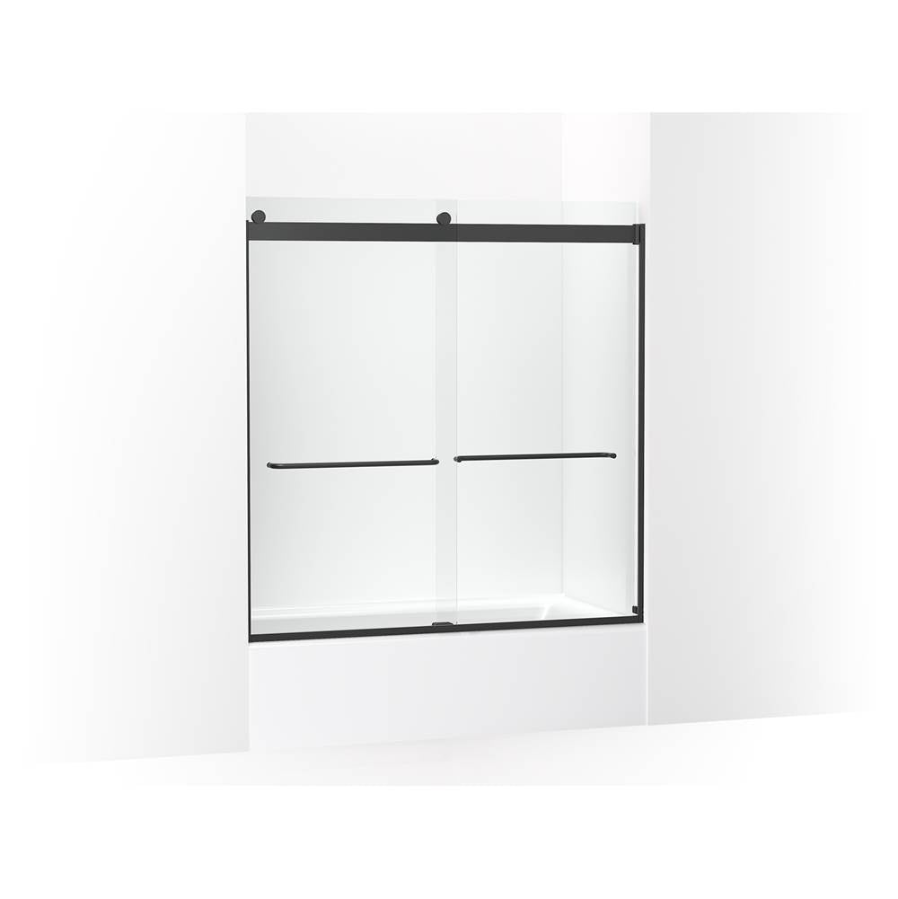 Kohler - Levity Sliding bath door, 62'' H x 56-5/8 - 59-5/8'' W, with 1/4'' thick Crystal Clear glass - Matte Black