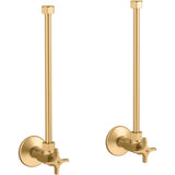 Kohler - Pair 1/2'' NPT angle supplies with stop, cross handle and annealed vertical tube - Vibrant Brushed Moderne Brass