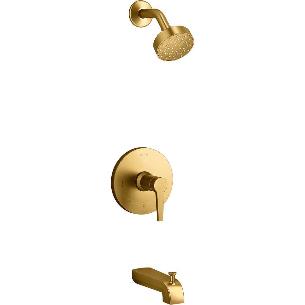 Kohler - Pitch Rite-Temp bath and shower trim kit, 1.75 gpm - Vibrant Brushed Moderne Brass