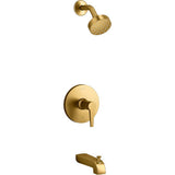 Kohler - Pitch Rite-Temp bath and shower trim kit, 1.75 gpm - Vibrant Brushed Moderne Brass