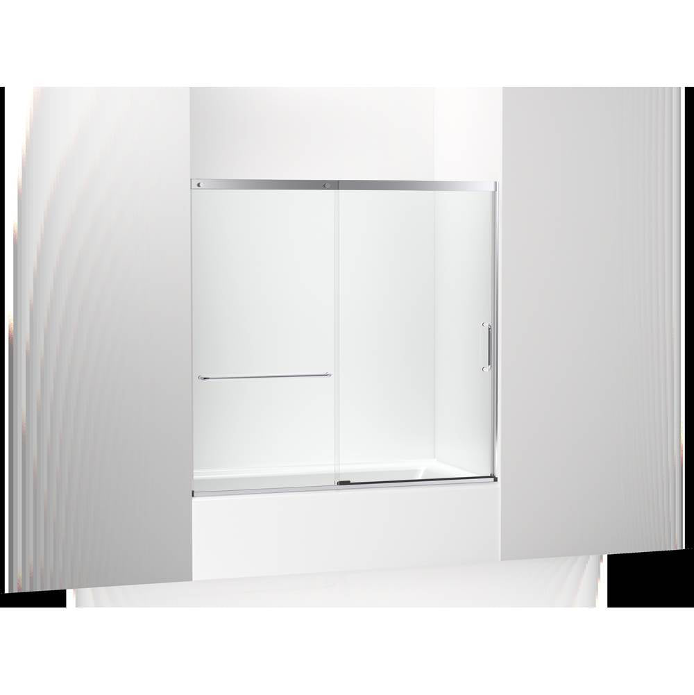 Kohler - Elate Sliding bath door, 56-3/4'' H x 56-1/4 - 59-5/8'' W with heavy 5/16'' thick Crystal Clear glass - Bright Silver