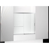Kohler - Elate Sliding bath door, 56-3/4'' H x 56-1/4 - 59-5/8'' W with heavy 5/16'' thick Crystal Clear glass - Bright Silver