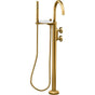 Kohler - Components Floor-mount bath filler trim with industrial handles and handshower - Vibrant Brushed Moderne Brass