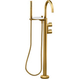 Kohler - Components Floor-mount bath filler trim with lever handles and handshower - Vibrant Brushed Moderne Brass