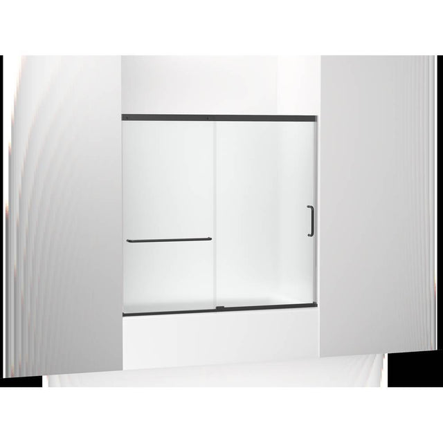 Kohler - Elate Sliding bath door, 56-3/4'' H x 56-1/4 - 59-5/8'' W, with 1/4'' thick Frosted glass - Matte Black