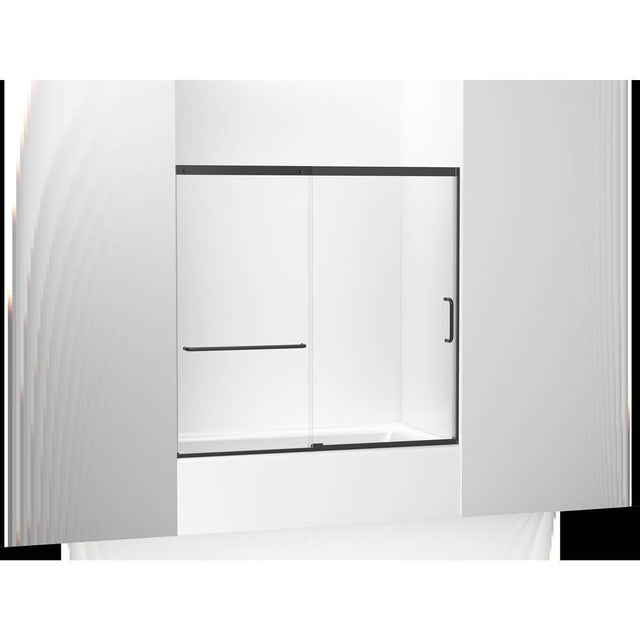 Kohler - Elate Sliding bath door, 56-3/4'' H x 56-1/4 - 59-5/8'' W with heavy 5/16'' thick Crystal Clear glass - Matte Black