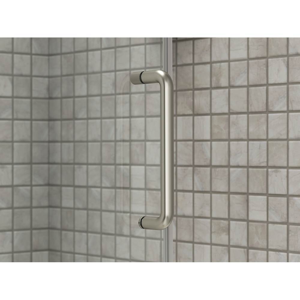 Elate Sliding shower door, 75-1/2'' H x 62-1/4 - 65-5/8'' W with heavy 5/16'' thick Crystal Clear glass with privacy band