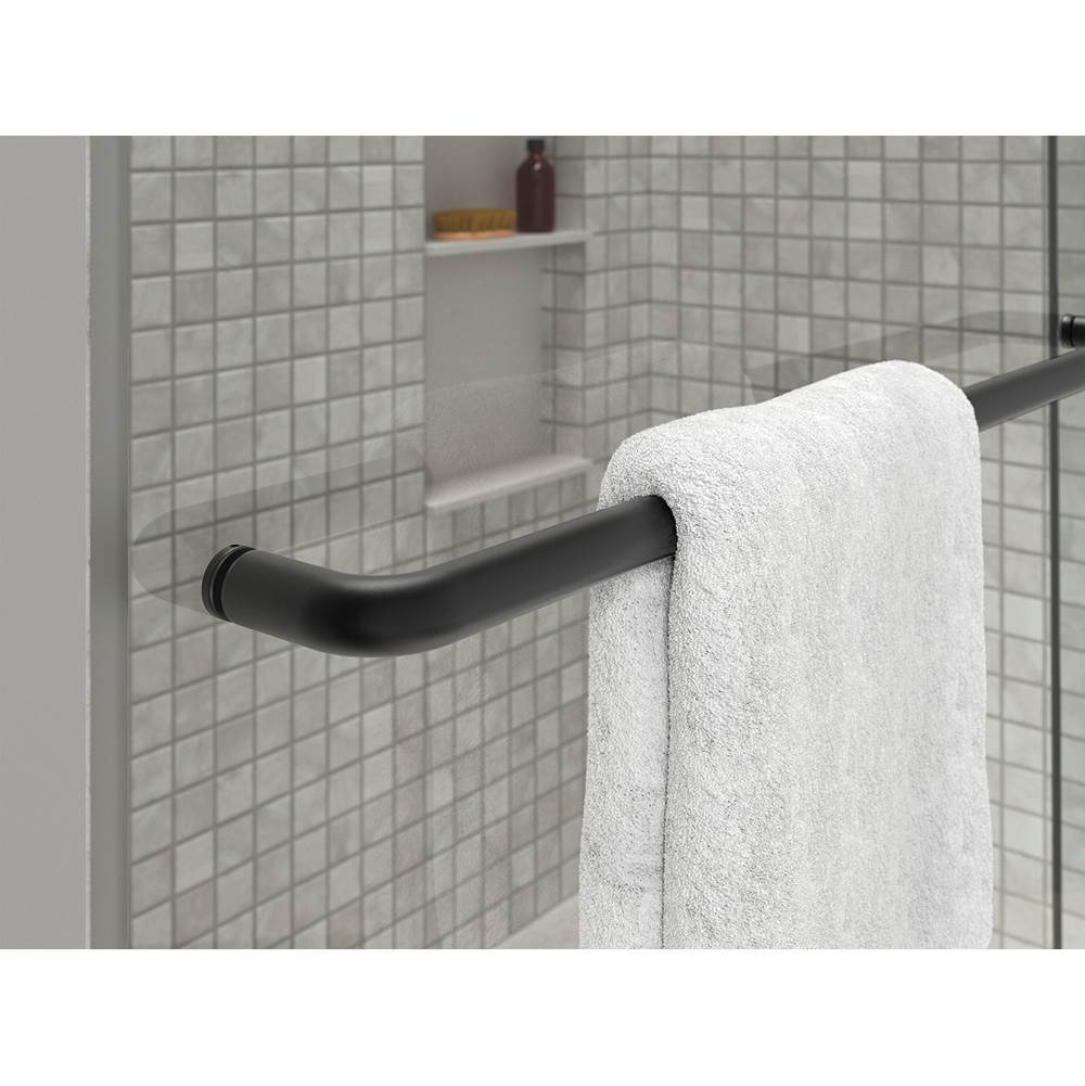 Elate Sliding shower door, 75-1/2'' H x 50-1/4 - 53-5/8'' W, with heavy 5/16'' thick Crystal Clear glass with rectangular grille pattern