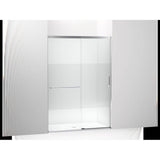 Kohler - Elate Sliding shower door, 75-1/2'' H x 50-1/4 - 53-5/8'' W, with heavy 5/16'' thick Crystal Clear glass with privacy band - Bright Silver
