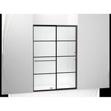 Kohler - Elate Sliding shower door, 75-1/2'' H x 50-1/4 - 53-5/8'' W, with heavy 5/16'' thick Crystal Clear glass with rectangular grille pattern - Matte Black