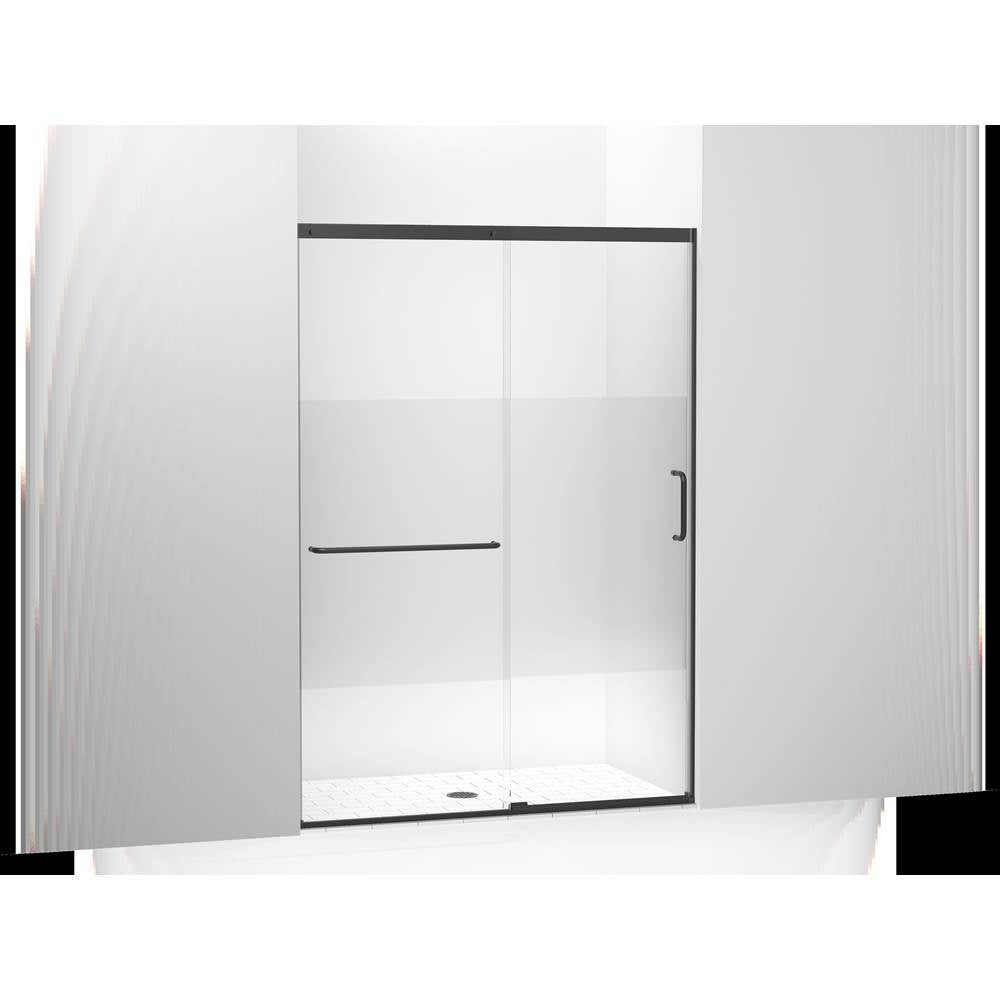 Kohler - Elate Sliding shower door, 75-1/2'' H x 50-1/4 - 53-5/8'' W, with heavy 5/16'' thick Crystal Clear glass with privacy band - Matte Black