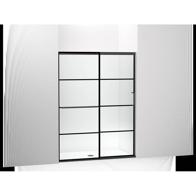 Kohler - Elate Sliding shower door, 70-1/2'' H x 50-1/4 - 53-5/8'' W, with 1/4'' thick Crystal Clear glass with rectangular grille pattern - Matte Black
