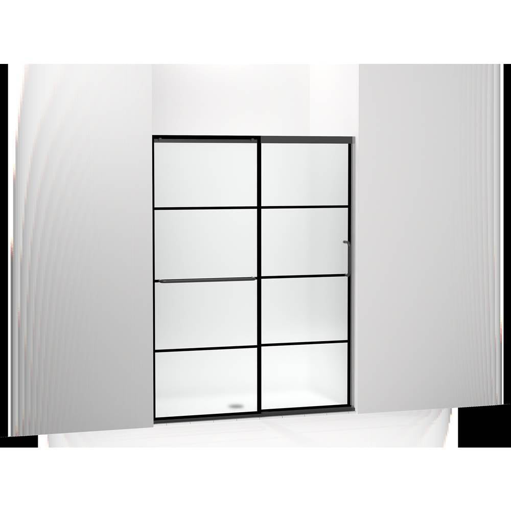 Kohler - Elate Sliding shower door, 70-1/2'' H x 50-1/4 - 53-5/8'' W, with 1/4'' thick Frosted glass with rectangular grille pattern - Matte Black