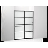 Kohler - Elate Sliding shower door, 75-1/2'' H x 50-1/4 - 53-5/8'' W, with heavy 5/16'' thick Frosted glass with rectangular grille pattern - Matte Black