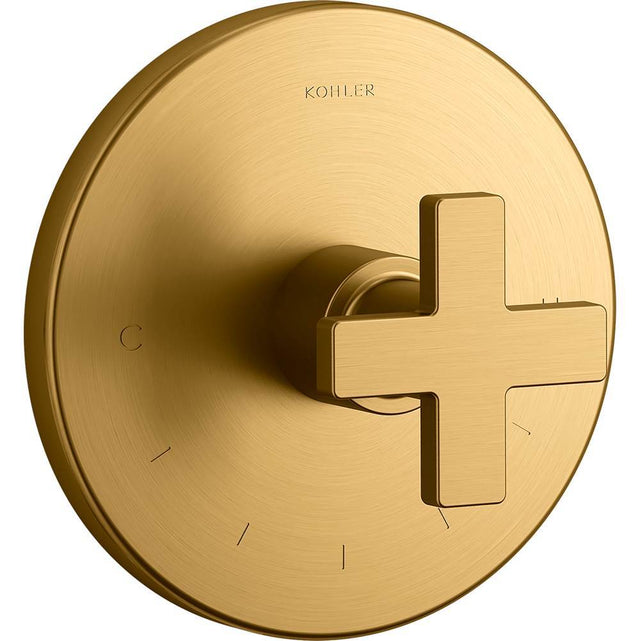 Kohler - Composed MasterShower temperature control valve trim with cross handle - Vibrant Brushed Moderne Brass