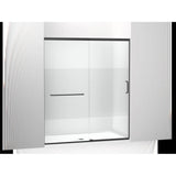 Kohler - Elate Sliding shower door, 75-1/2'' H x 62-1/4 - 65-5/8'' W with heavy 5/16'' thick Crystal Clear glass with privacy band - Matte Black