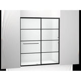 Kohler - Elate Sliding shower door, 75-1/2'' H x 62-1/4 - 65-5/8'' W, with heavy 5/16'' thick Frosted glass with rectangular grille pattern - Matte Black