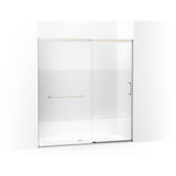 Elate Sliding shower door, 75-1/2'' H x 68-1/4 - 71-5/8'' W, with heavy 5/16'' thick Crystal Clear glass with privacy band