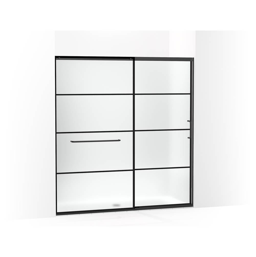 Elate Sliding shower door, 75-1/2'' H x 68-1/4 - 71-5/8'' W, with heavy 5/16'' thick Frosted glass with rectangular grille pattern