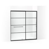 Elate Sliding shower door, 75-1/2'' H x 68-1/4 - 71-5/8'' W, with heavy 5/16'' thick Frosted glass with rectangular grille pattern